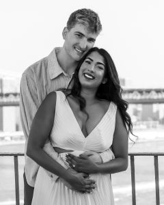 Classic black and white photography of a couple in love portrait