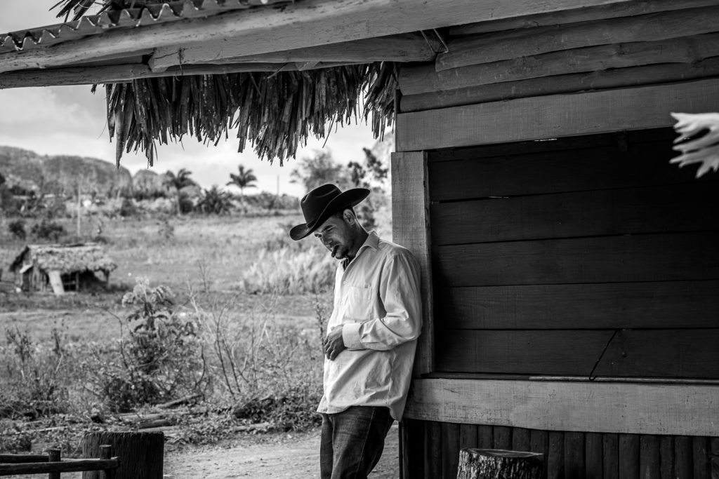 Black and White Photography using Canon R6MarkII. Cigar smoking Cowboy in Cuba. Cuba Photography, Cuban, Shot on Canon, Travel Photographer, Vik Photo in Vinales, Vinales Photography