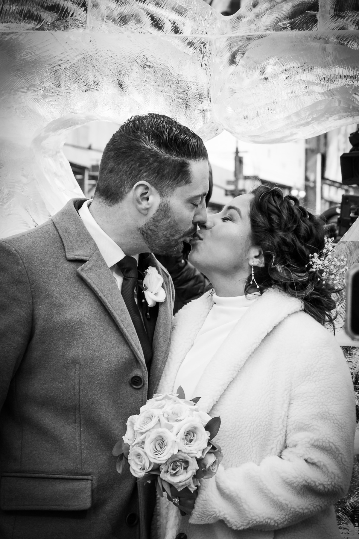 Portrait of Candid Times Square Wedding on Valentine's Day Photography