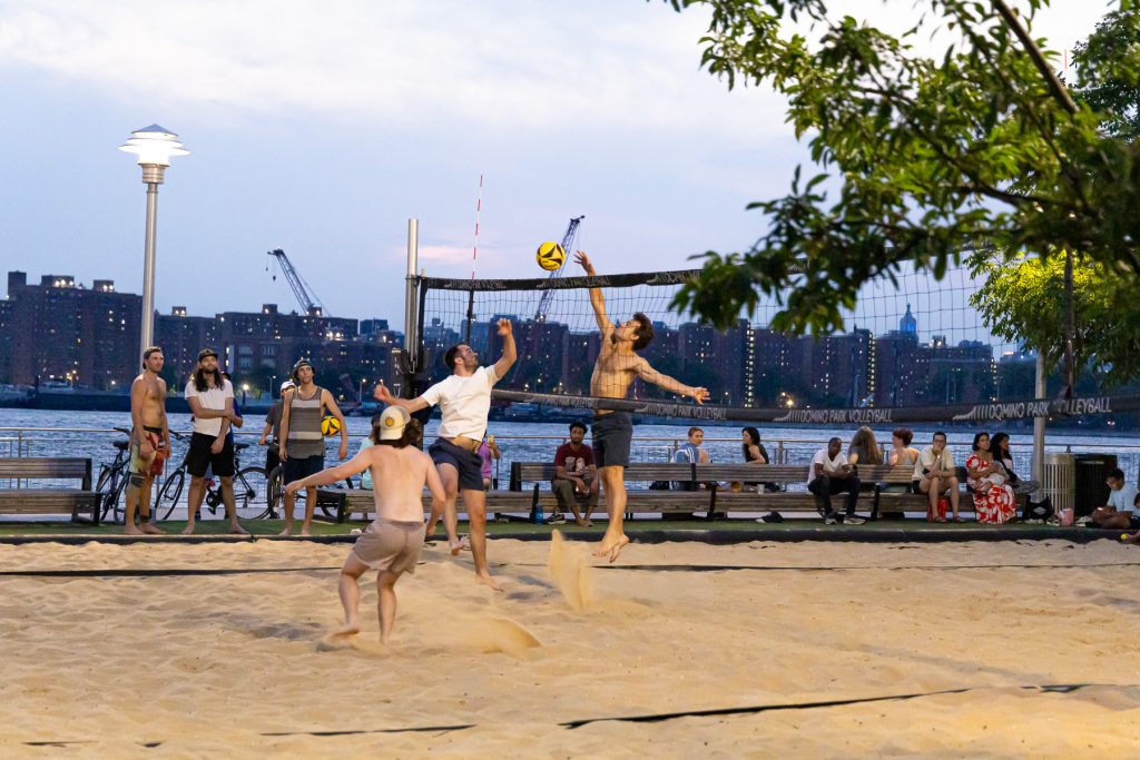 sports photography Brooklyn waterfront park volleyball