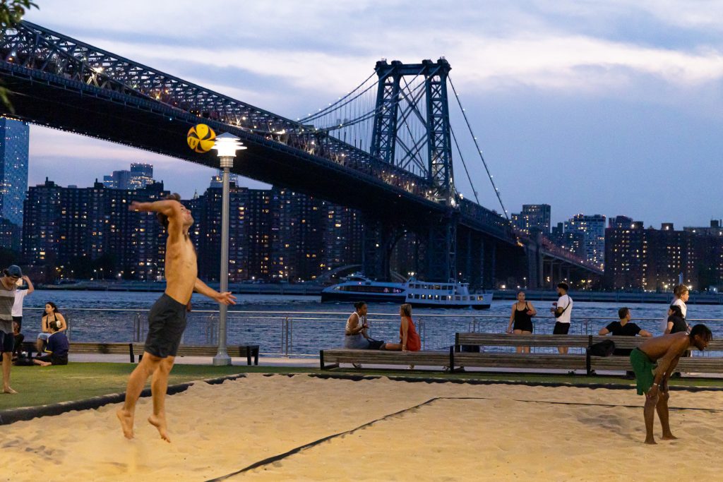 sports photography Brooklyn waterfront park volleyball