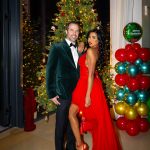 Guests posing for a portrait at a Christmas party in Brooklyn.
